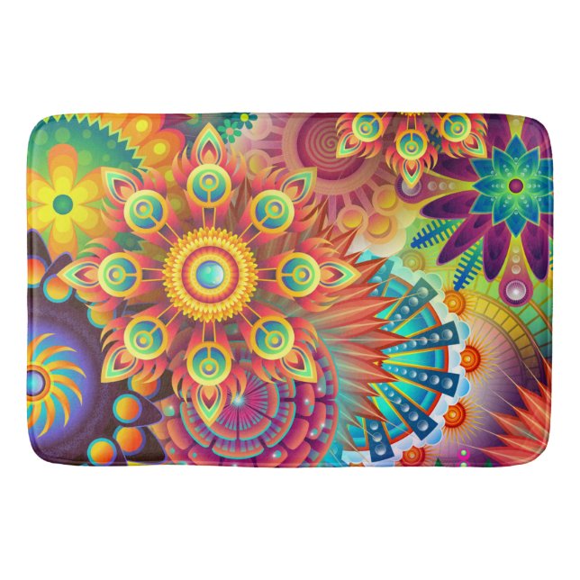 Alfombrilla De Baño Jardín Psicodélico Bohemio Hippie (Anverso)