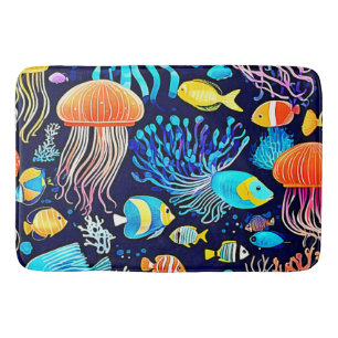 Alfombrilla De Baño Jellyfish & Fish: Delicia del Mar Profundo