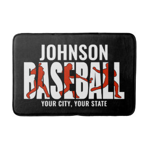 Alfombrilla De Baño Jugador de Juego de Béisbol ADD NAME