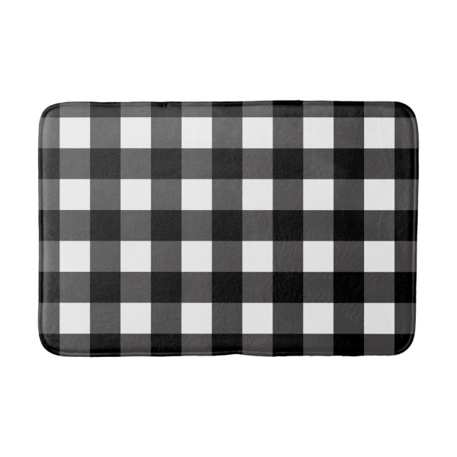 Alfombrilla De Baño Juguete negro y blanco para búfalo Gingham a cuadr (Anverso)