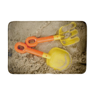 Alfombrilla De Baño Juguetes de arena amarillo y Naranja impresos en l