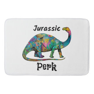 Alfombrilla De Baño Jurassic Perk Dinosaur Colorido Blanco