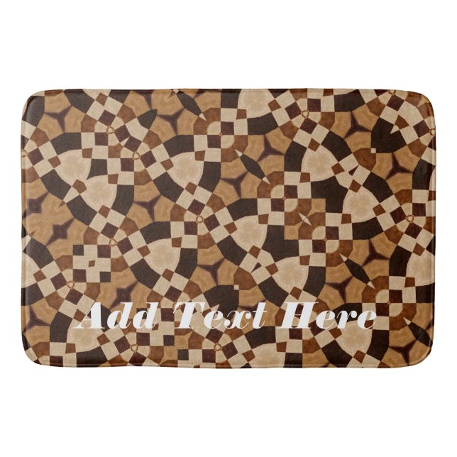 Alfombrilla De Baño Kaleidoscopio geométrico en tonos marrones (Anverso)