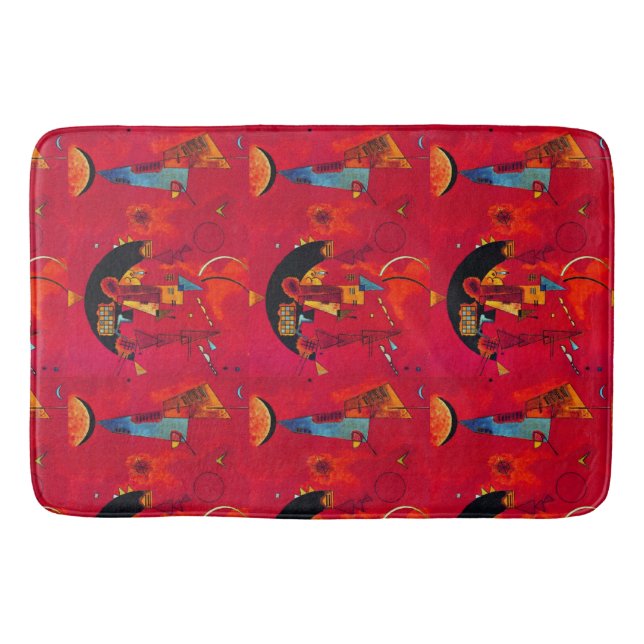 Alfombrilla De Baño Kandinsky Rojo Negro Arte Abstracto (Anverso)