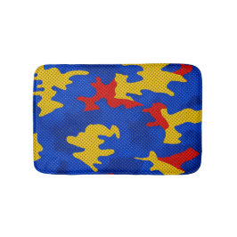 Alfombrilla De Baño Kansas Blue Red Yellow Vibrant Camo Pattern