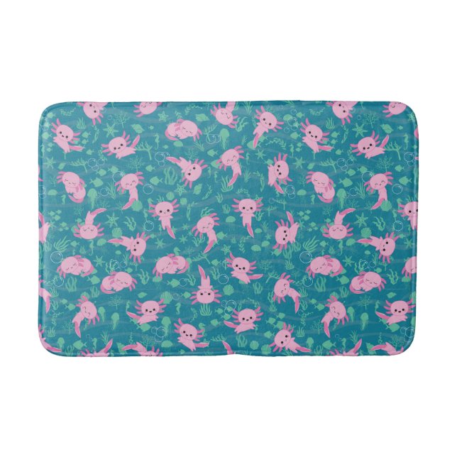 Alfombrilla De Baño Kawaii Axolotl en Ocean Bath Mat (Anverso)