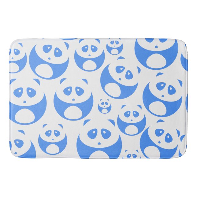 Alfombrilla De Baño Kawaii Panda Baby Blue and White Pattern (Anverso)