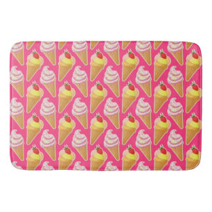 Alfombrilla De Baño Kawaii pink pattern with strawberry ice cream