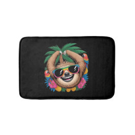 Alfombrilla De Baño Kawaii Tropical Sloth – Cute Summer Vibes Rainbow