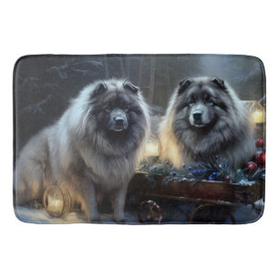 Alfombrilla De Baño Keeshond Nevado Trineo Navidad Decoración