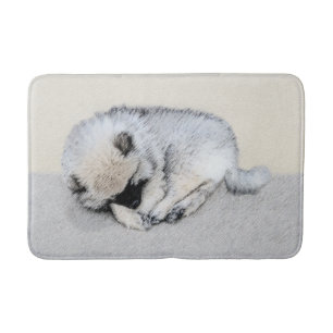 Alfombrilla De Baño Keeshond Sleeping Pinting Pintura Original De Perr