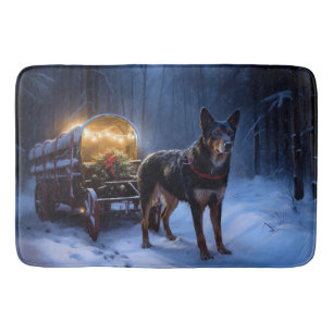 Alfombrilla De Baño Kelpie Australiano Trineo Nevado Decoración Navide