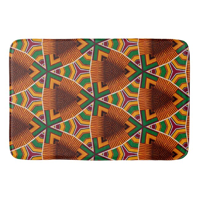 Alfombrilla De Baño Kente Geometrics Kwanza Afrocéntrico (Anverso)