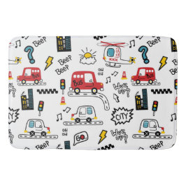 Alfombrilla De Baño Kids Playful Transport Pattern 