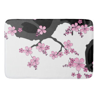Alfombrilla De Baño Kimono japonés Sakura negro y rosa blanco