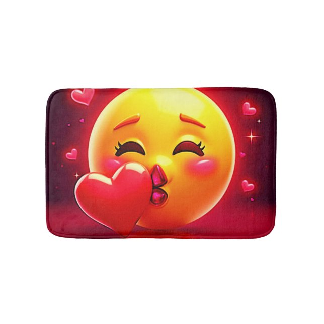 Alfombrilla De Baño Kiss Emoji: Love and Hearts Art (Anverso)