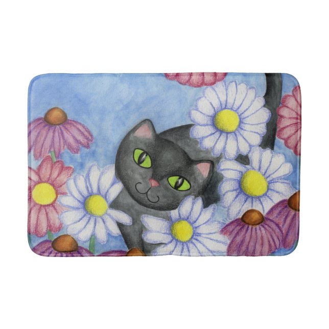Alfombrilla De Baño Kitty en Flores Bath Mat (Anverso)