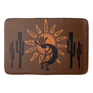 Alfombrilla De Baño Kokopelli Sun Rustic Bath Mat del suroeste
