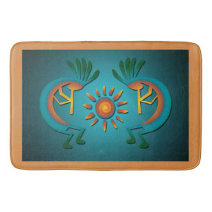 Alfombrilla De Baño Kokopelli Sun Southwest Turquoise