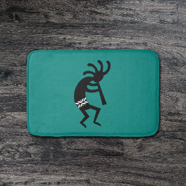 Alfombrilla De Baño Kokopelli, Verde azulado Y Negro Del Suroeste