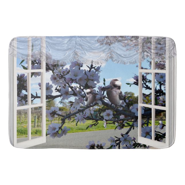 Alfombrilla De Baño Kookaburras a través de mi ventana, (Anverso)