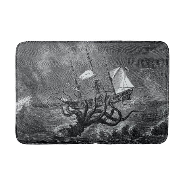 Alfombrilla De Baño Kraken Atacking Ship vintage (Anverso)