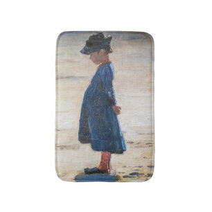 Alfombrilla De Baño Kroyer - Niña pequeña de pie en la playa Skagen