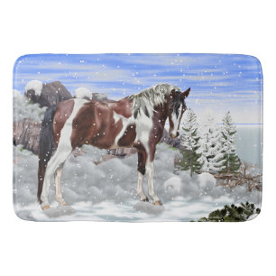 Alfombrilla De Baño La bahía y el Tobiano blanco pintan caballo de nie