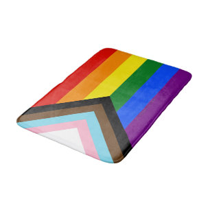 Alfombrilla De Baño La Bandera del Orgullo del Progreso de SlipperyJoe