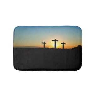 Alfombrilla De Baño La crucifixión cruza al atardecer