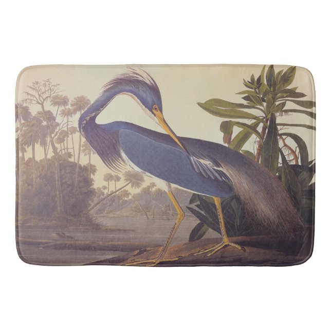Alfombrilla De Baño La garza de Luisiana de Audubon o la garza tricolo (Anverso)