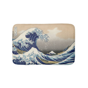 Alfombrilla De Baño La gran onda del arte del vintage del tsunami de