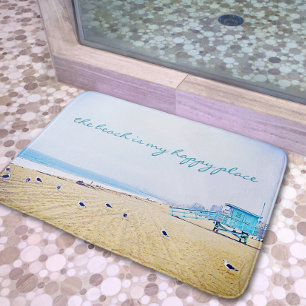 Alfombrilla De Baño La Playa Es Mi Lugar Feliz Guión Oceánico Foto Cos