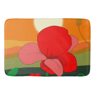 Alfombrilla De Baño La pradera de amapola al atardecer