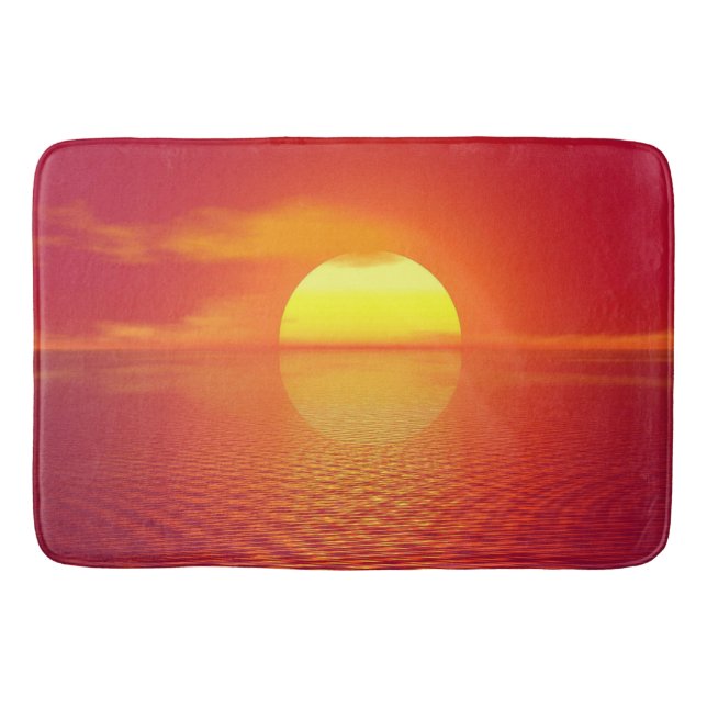 Alfombrilla De Baño La puesta de sol sobre el mar Naranja y la tranqui (Anverso)