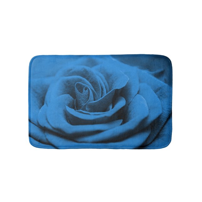 Alfombrilla De Baño La rosa roja azul, macrobelleza. (Anverso)
