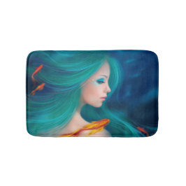 Alfombrilla De Baño la sirena del mar de la fantasía con rojo pesca la