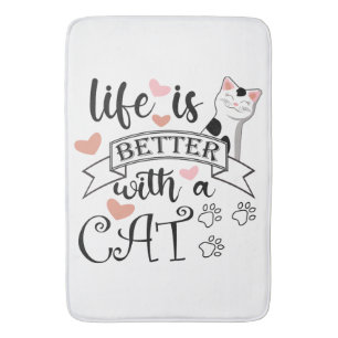 Alfombrilla De Baño La vida es mejor con un eslogan de citas gatas