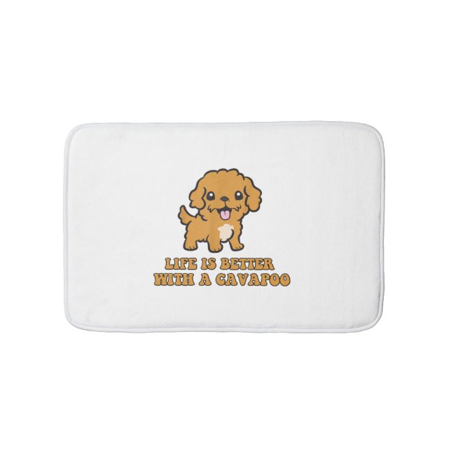 Alfombrilla De Baño La Vida Es Mejor Con Una Cavapoo - Un Perro Funny  (Anverso)