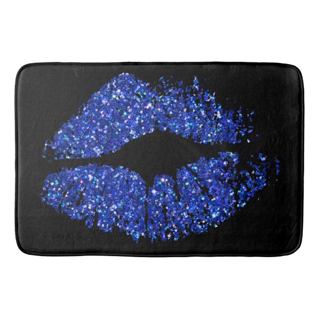 Alfombrilla De Baño Labios de Purpurina azul (Anverso)