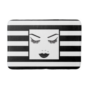 Alfombrilla De Baño Labios Negros Belleza Maquillaje Cara Pestañas & C