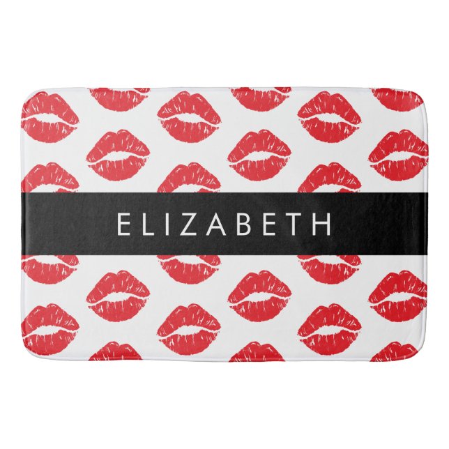 Alfombrilla De Baño Labios Rojos, Labios Rojos, Patrón De Labios, Su N (Anverso)