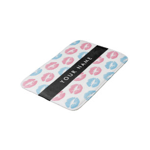 Alfombrilla De Baño Labios rosados, labios azules, besos, tu nombre, p