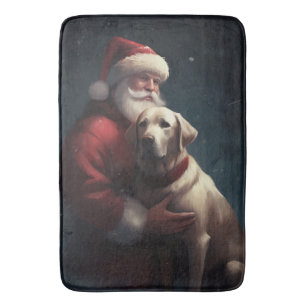 Alfombrilla De Baño Labrador con Navidades festivos de Santa Claus