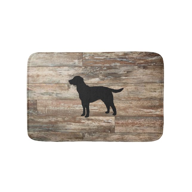 Alfombrilla De Baño Labrador Rústico de Perro Negro Mat (Anverso)