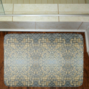 Alfombrilla De Baño Ladrillo amarillo y azul pálido del mosaico
