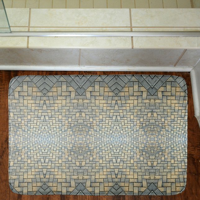 Alfombrilla De Baño Ladrillo amarillo y azul pálido del mosaico (Subido por el creador)
