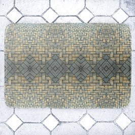Alfombrilla De Baño Ladrillo de mosaico gris y amarillo