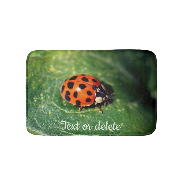 Alfombrilla De Baño Ladybug On Leaf Close Personalizado (Anverso)