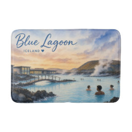 Alfombrilla De Baño Lago Azul Islandia baño termal acuarela